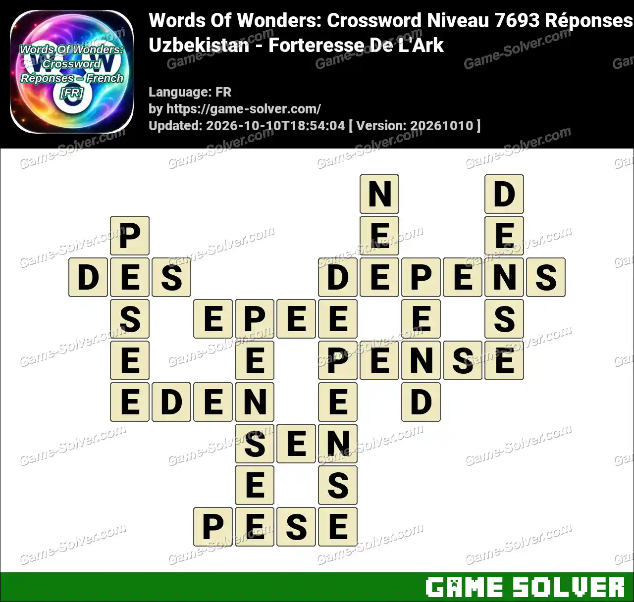 Words Of Wonders: Crossword Niveau 7693 Réponses – Uzbekistan – Forteresse De L’Ark